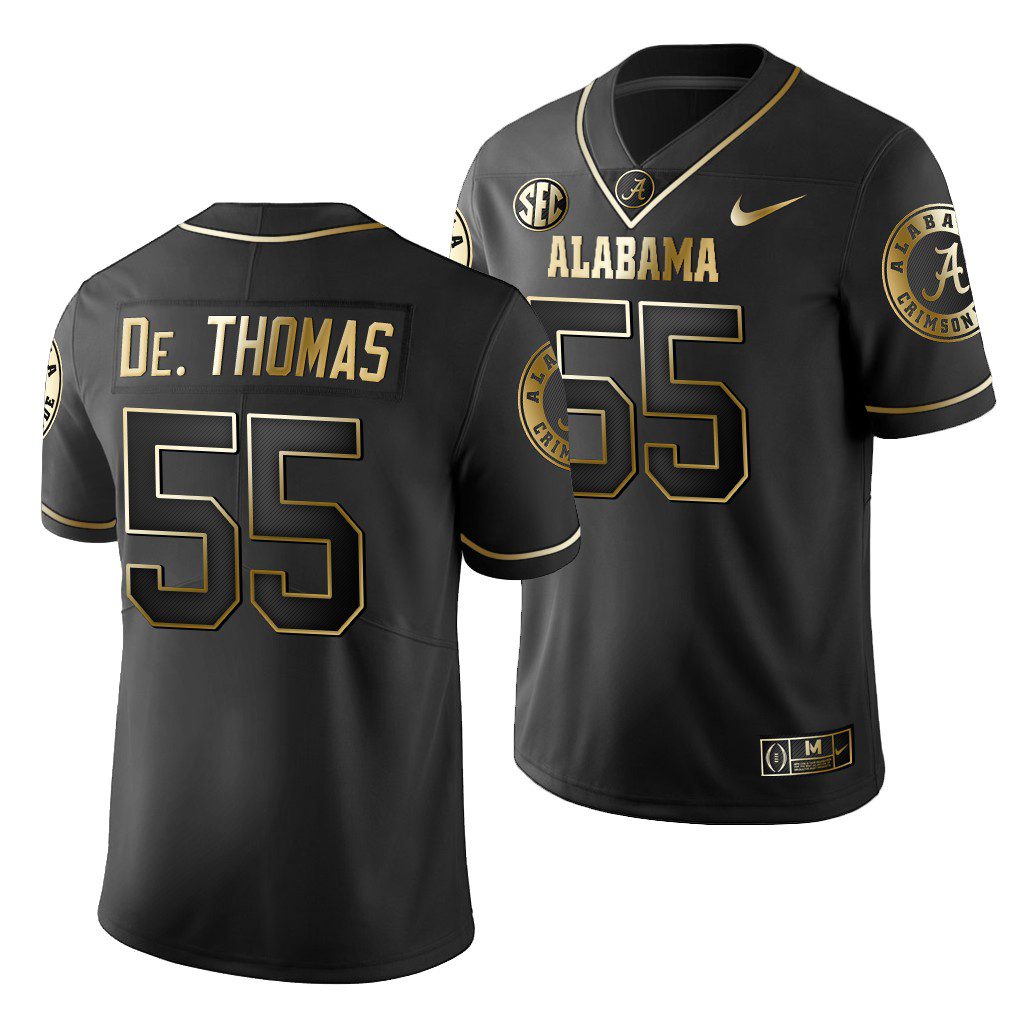 Men's Alabama Crimson Tide Derrick Thomas #55 Black Golden Edition 2019 History Player NCAA College Football Jersey